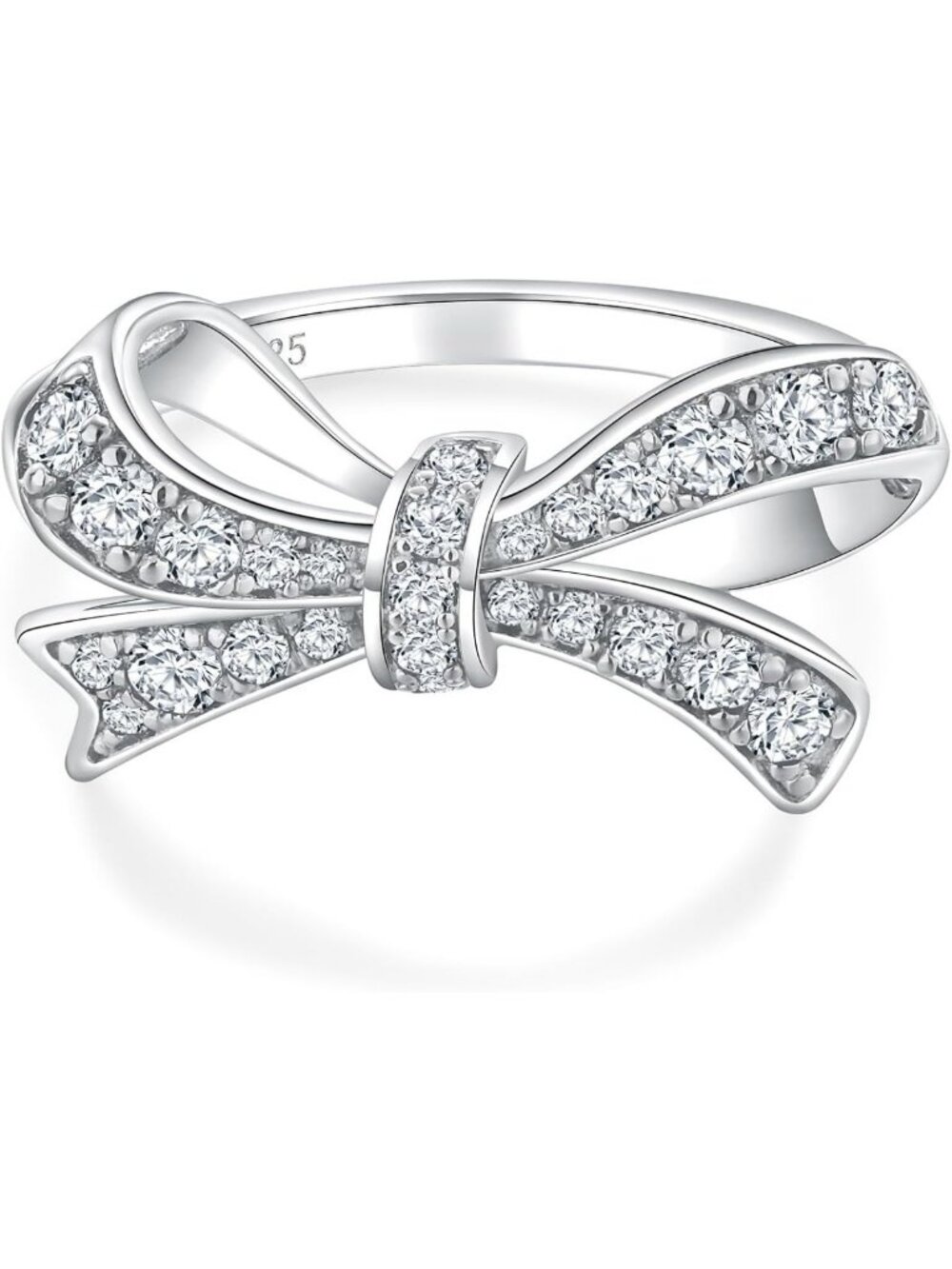 Elegant 14K Gold Plated & Sterling Silver Bow Statement Ring for Women